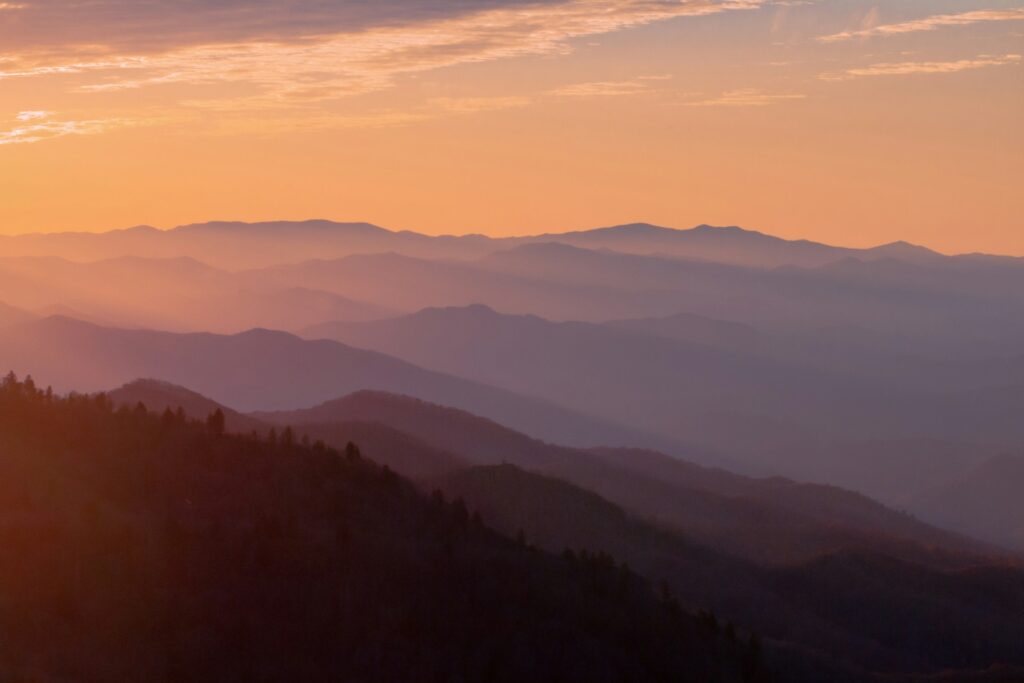 Sunset view of the Smoky Mountains