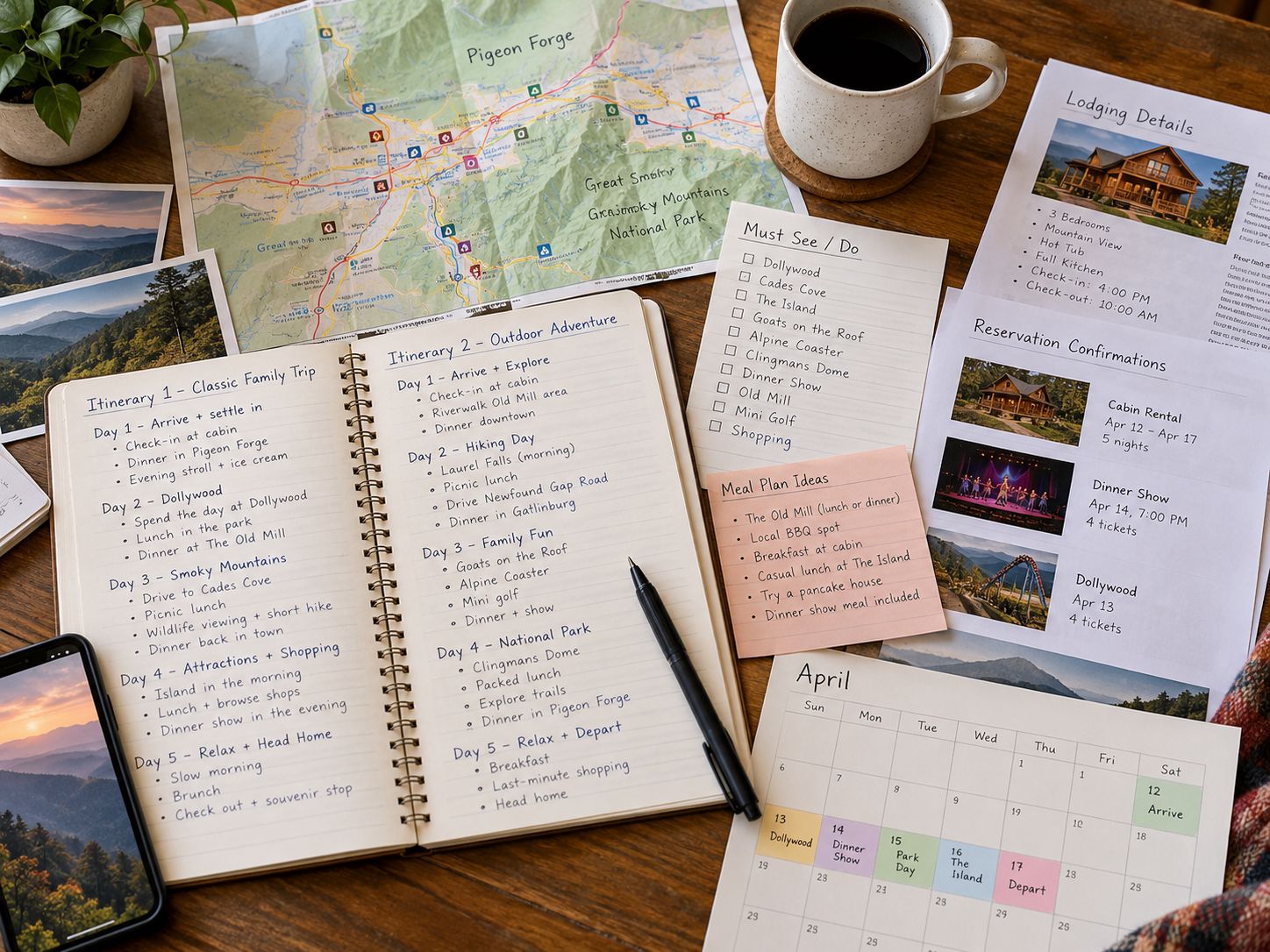 Holiday vacation photograph placed alongside the reservation planning section